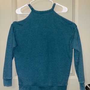 off the shoulder lightweight crewneck